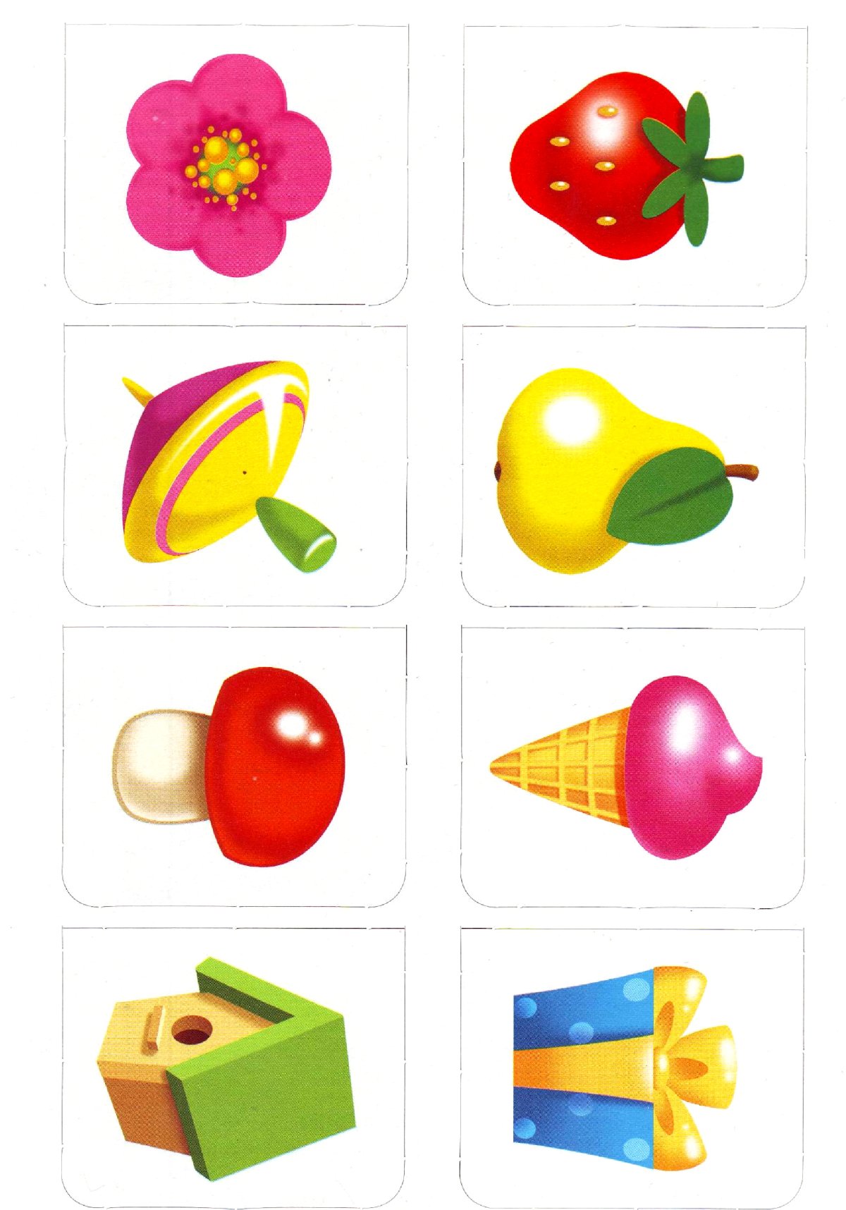 Карточки с изображением предметов разной формы