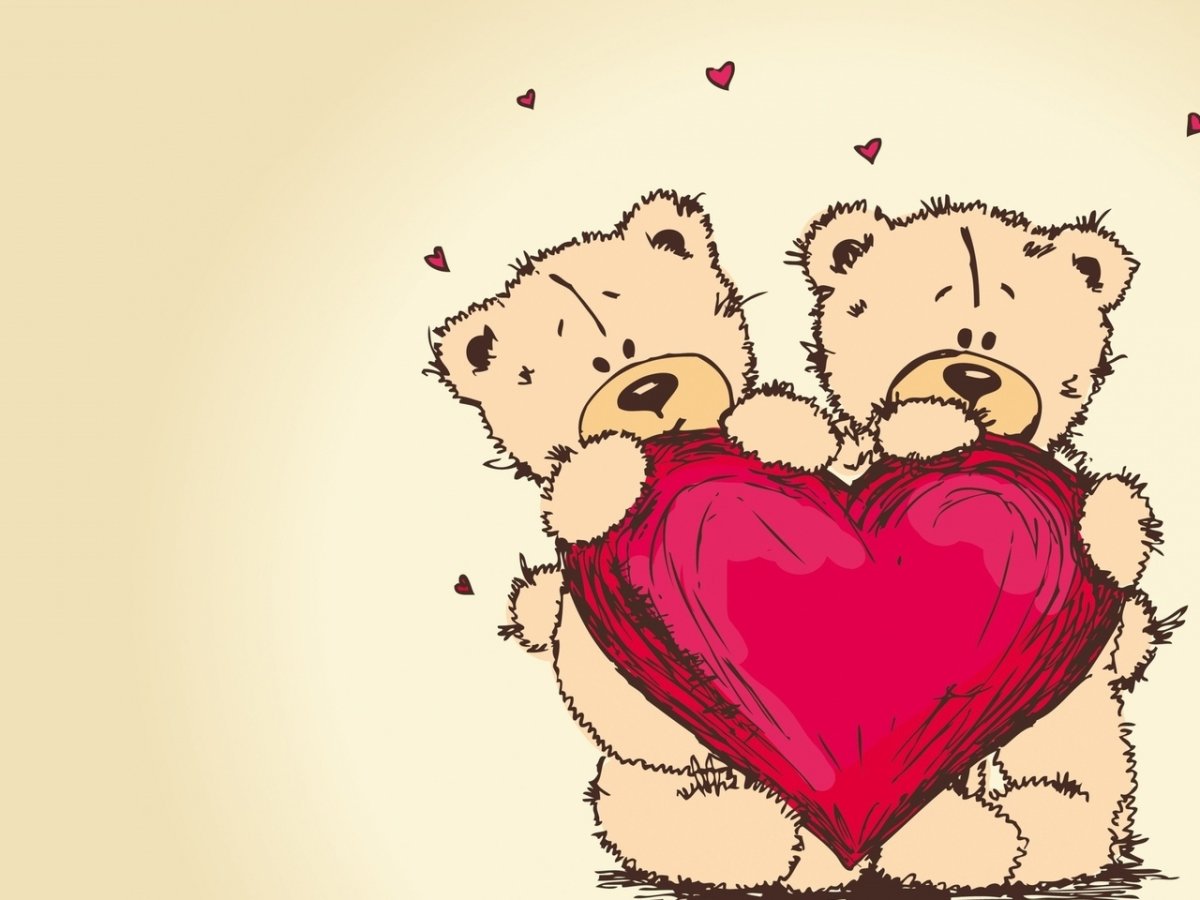 Мишка с сердечком рисунок