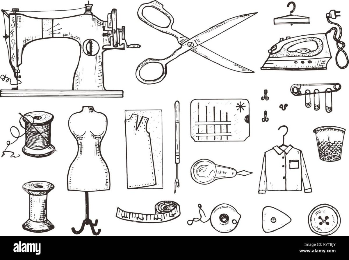 Швейные инструменты и приспособления раскраска