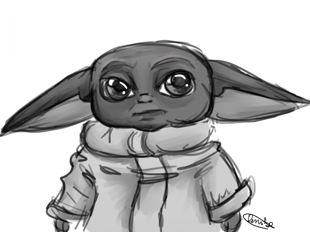 Бейби йода милый рисунок для срисовки