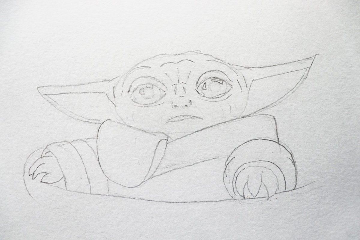 Малыш йода карандашом