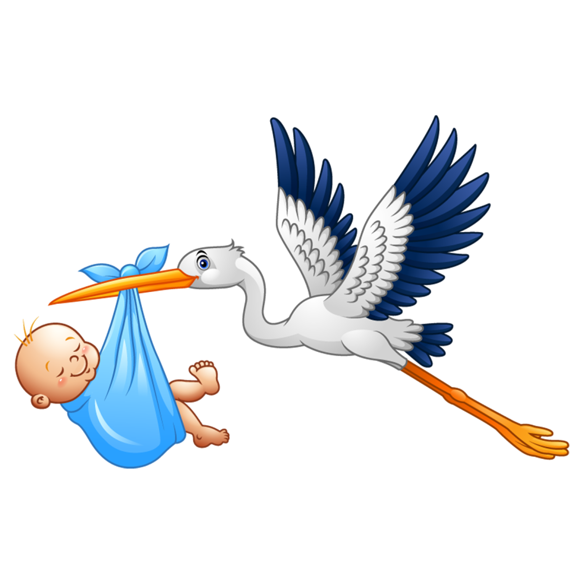 Аист несет ребенка