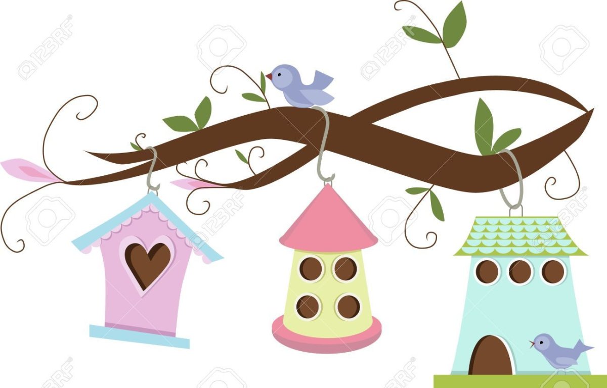 Птички на веточке скворечник