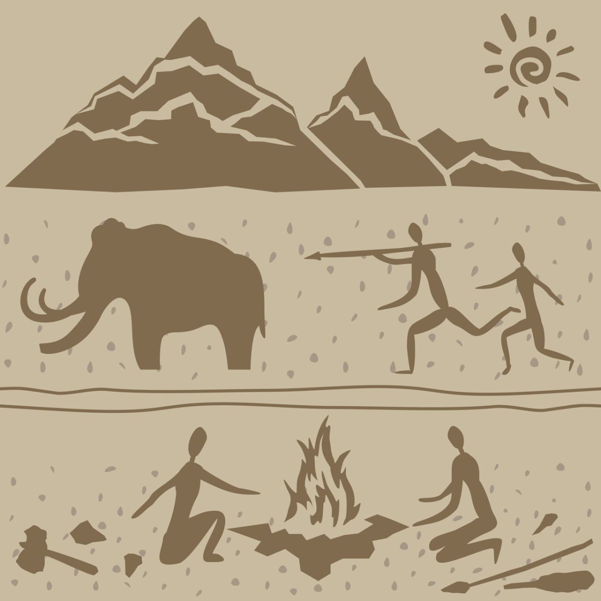 Наскальные петроглифы семья вектор