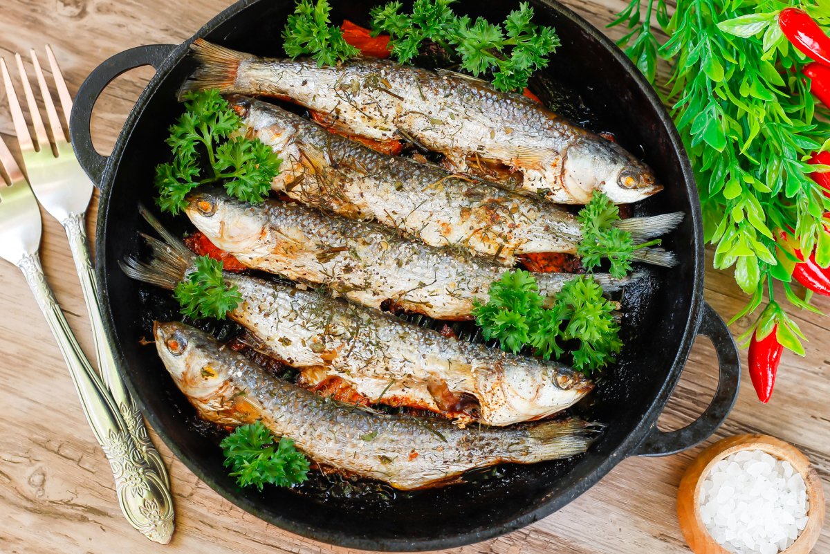 Кефаль запеченная