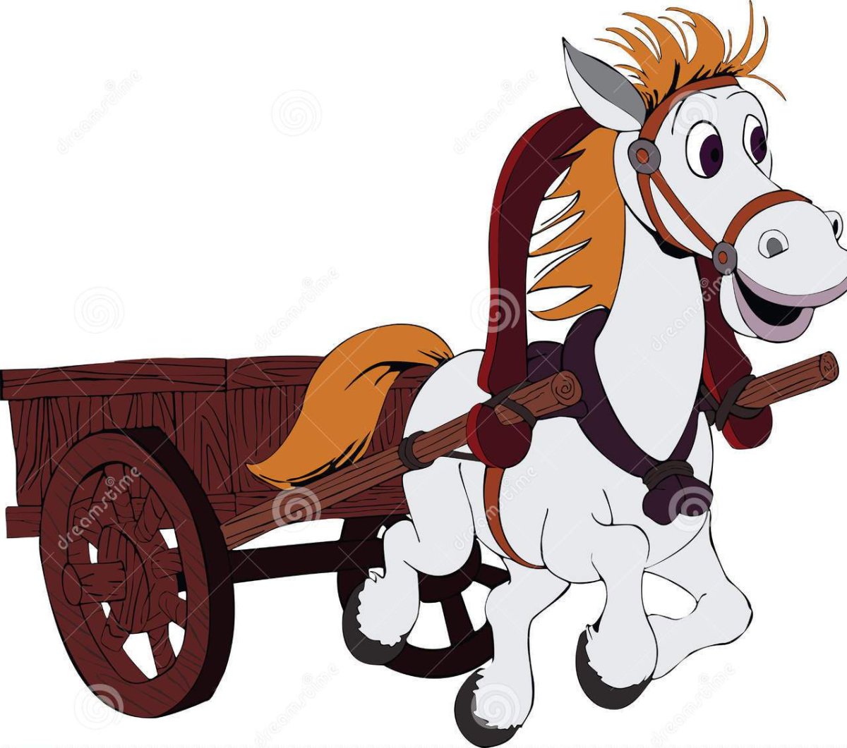Лошадь с телегой мультяшная