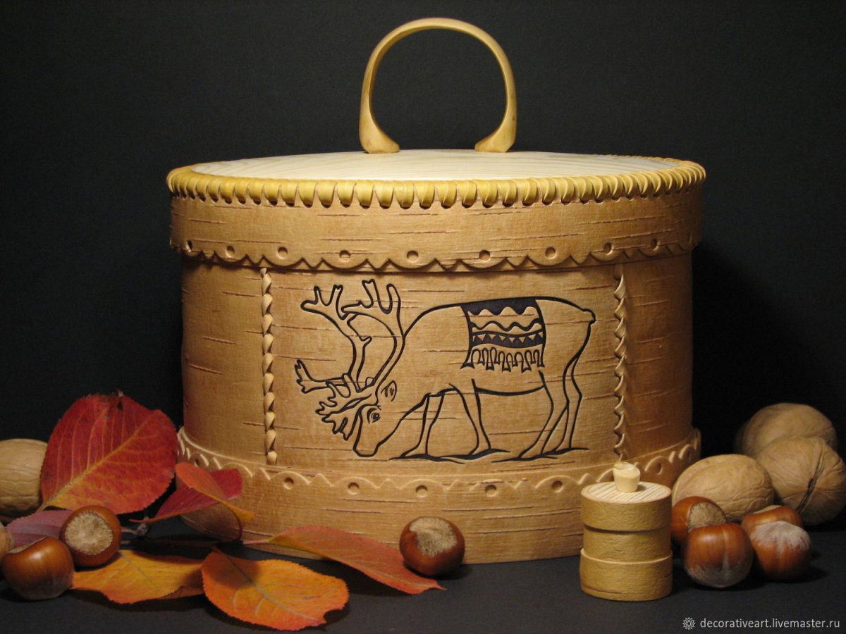 Расписные туеса из бересты