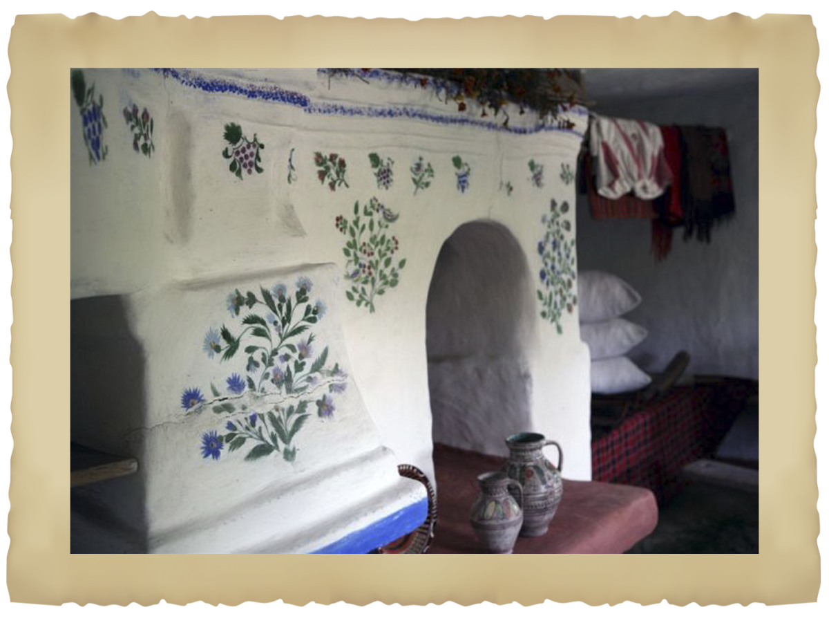 Урало Сибирская роспись на печи