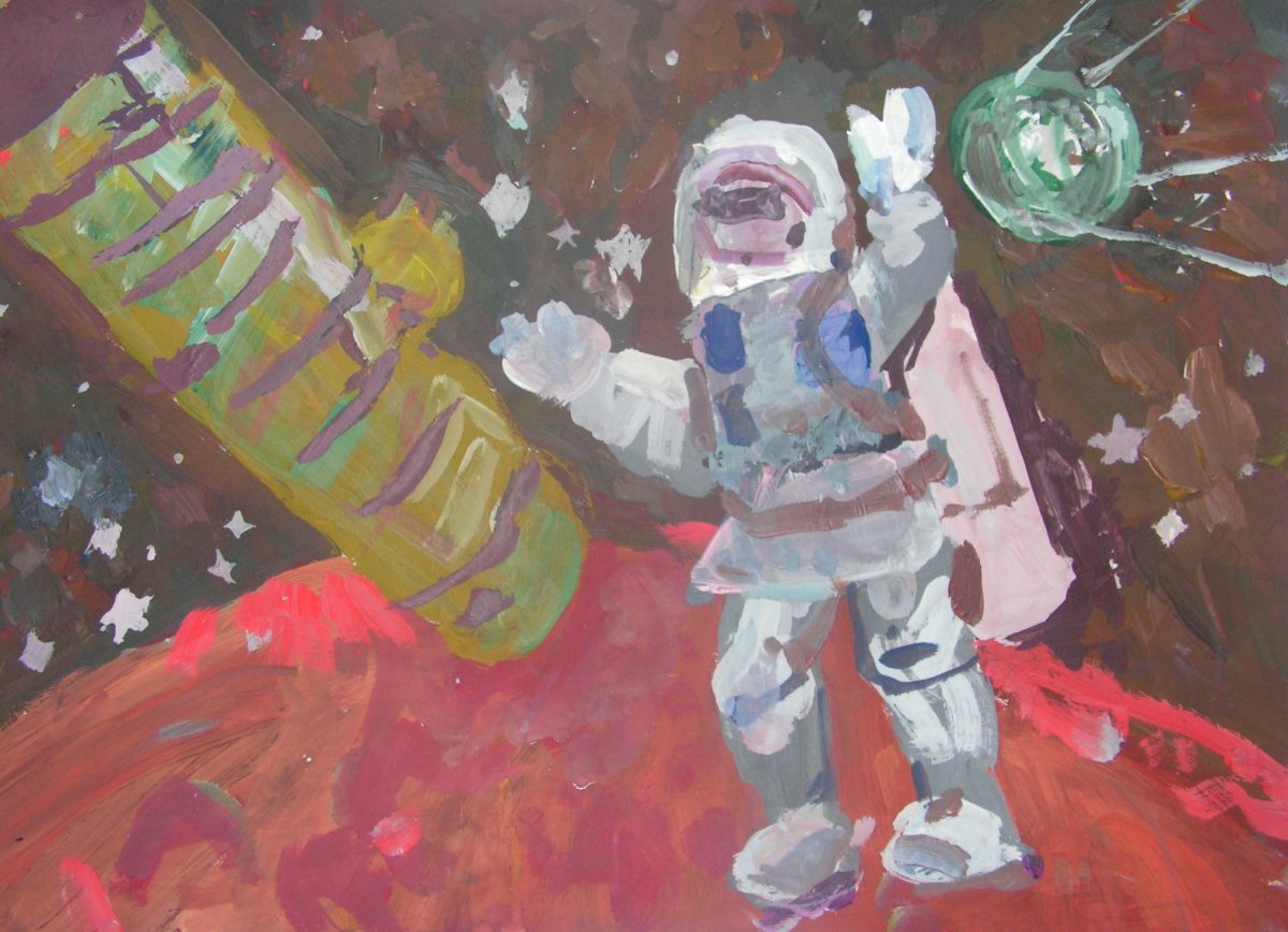 Рисунки на тему космос глазами детей красками