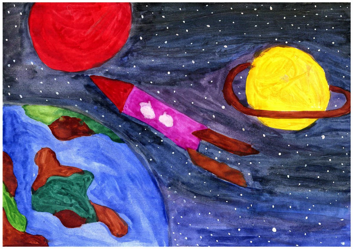 Детские рисунки про космос