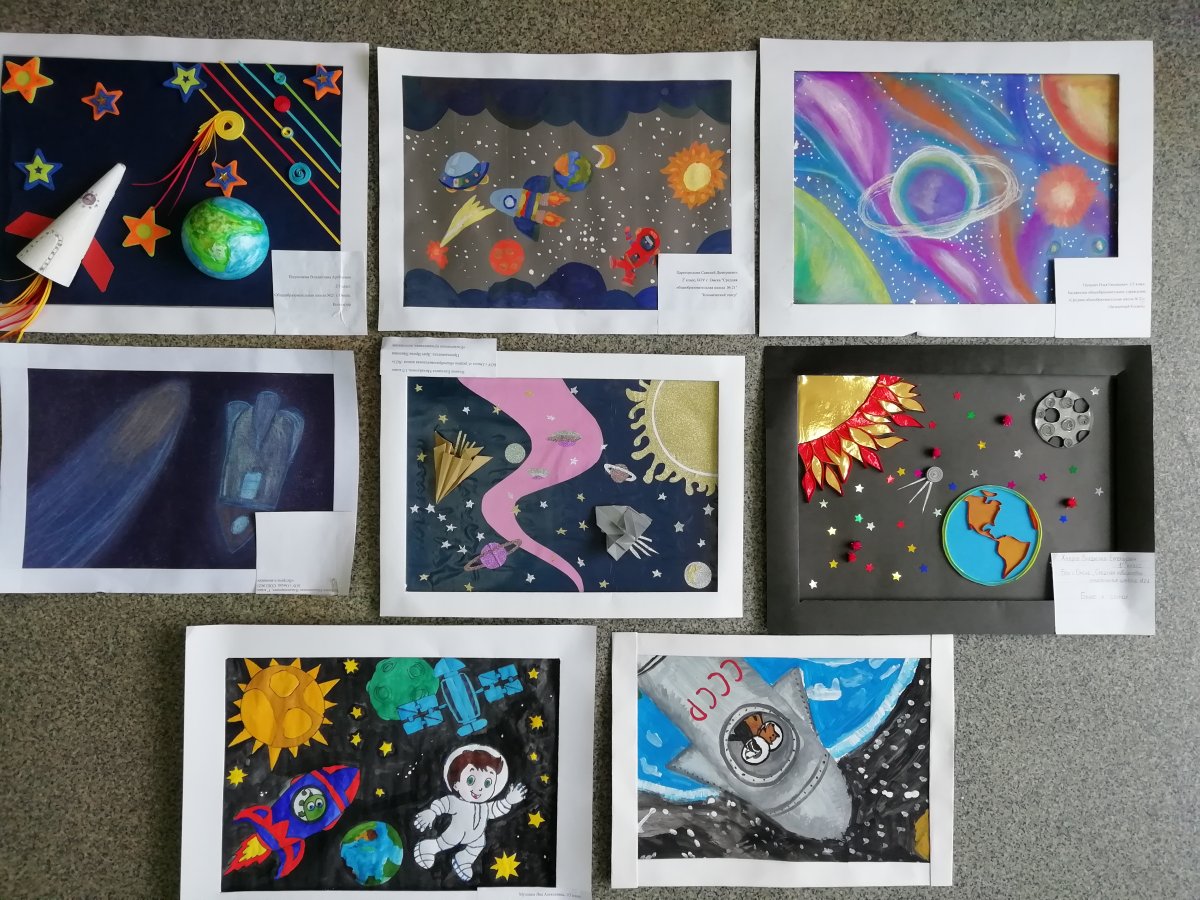Детские рисунки ко Дню космонавтики