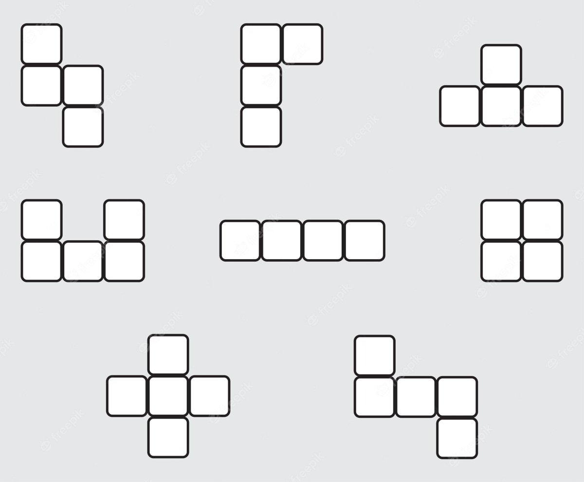 Фигурки для тетриса черно-белые
