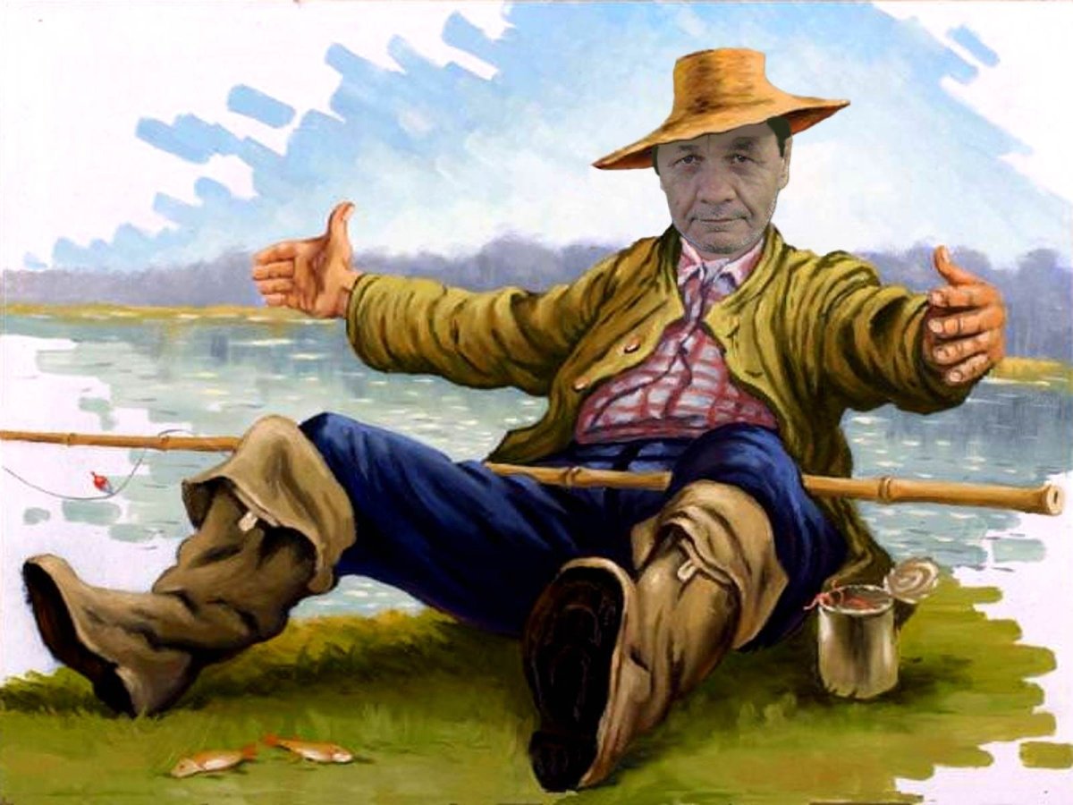 Рыбак с рыбой мультяшный