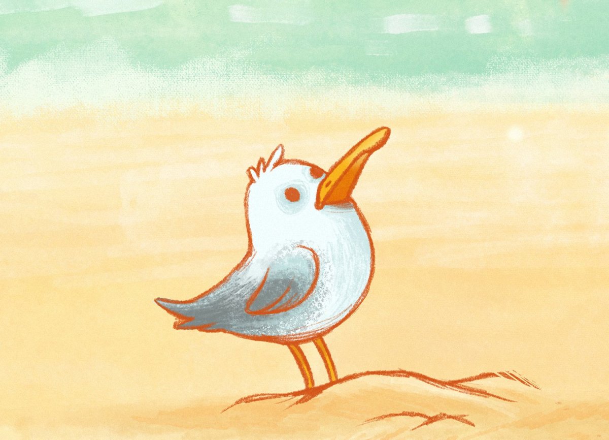 Чайка красками