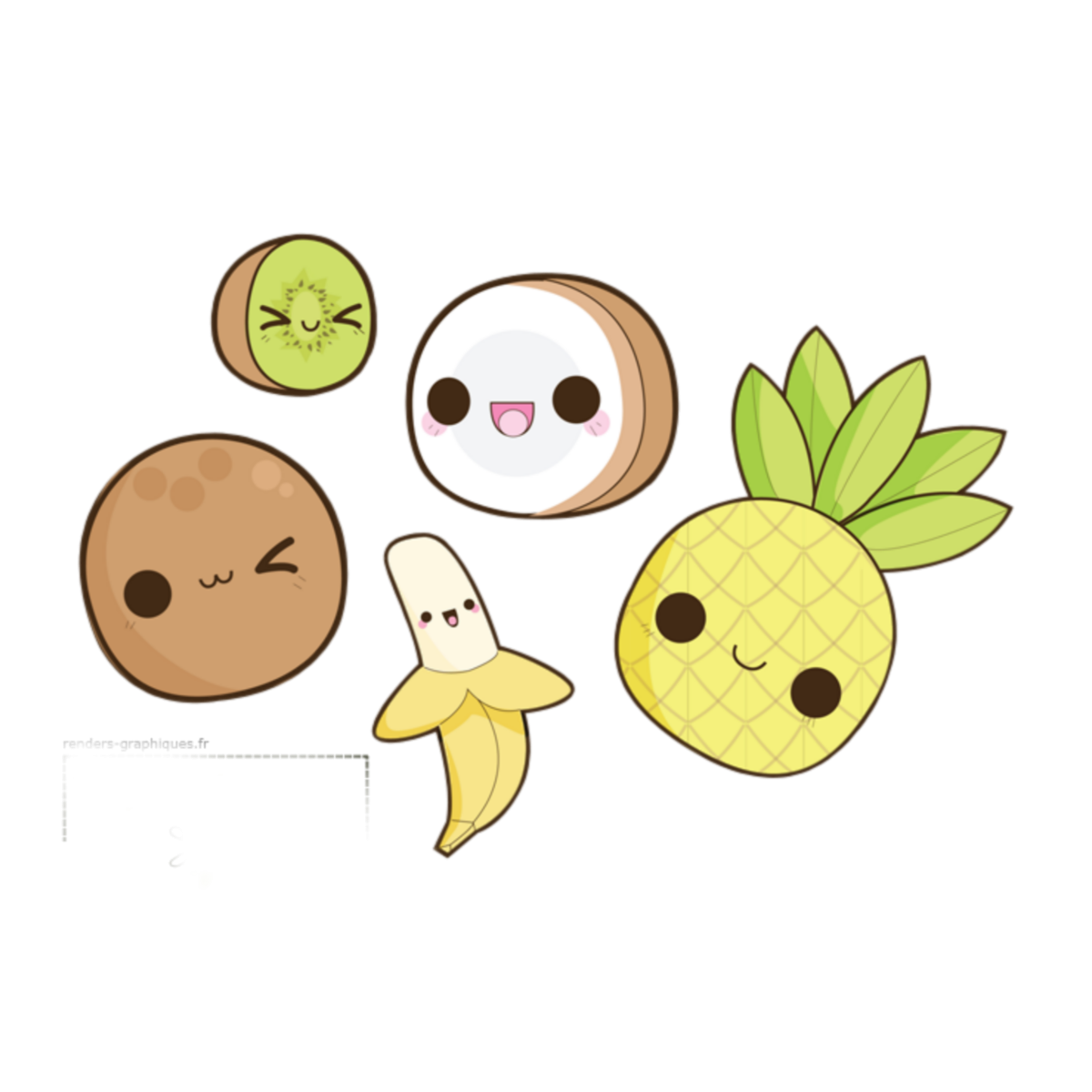 Милые кавайные фрукты