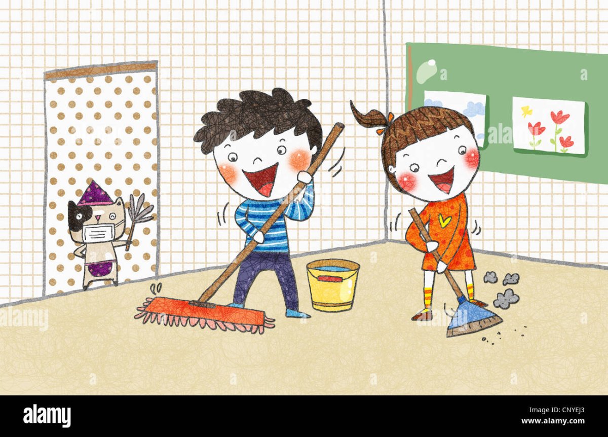 Уборка класса в школе