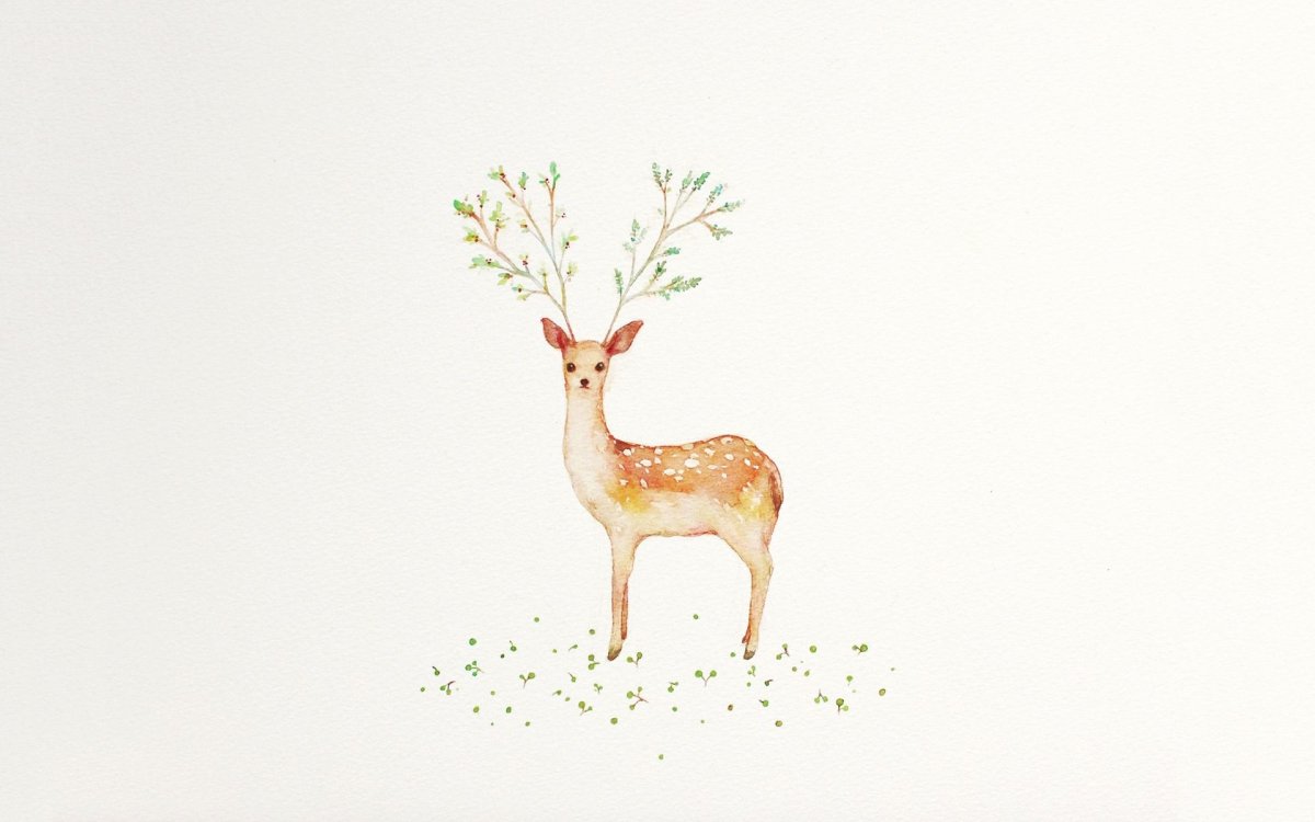 Рисунок оленя в цвете