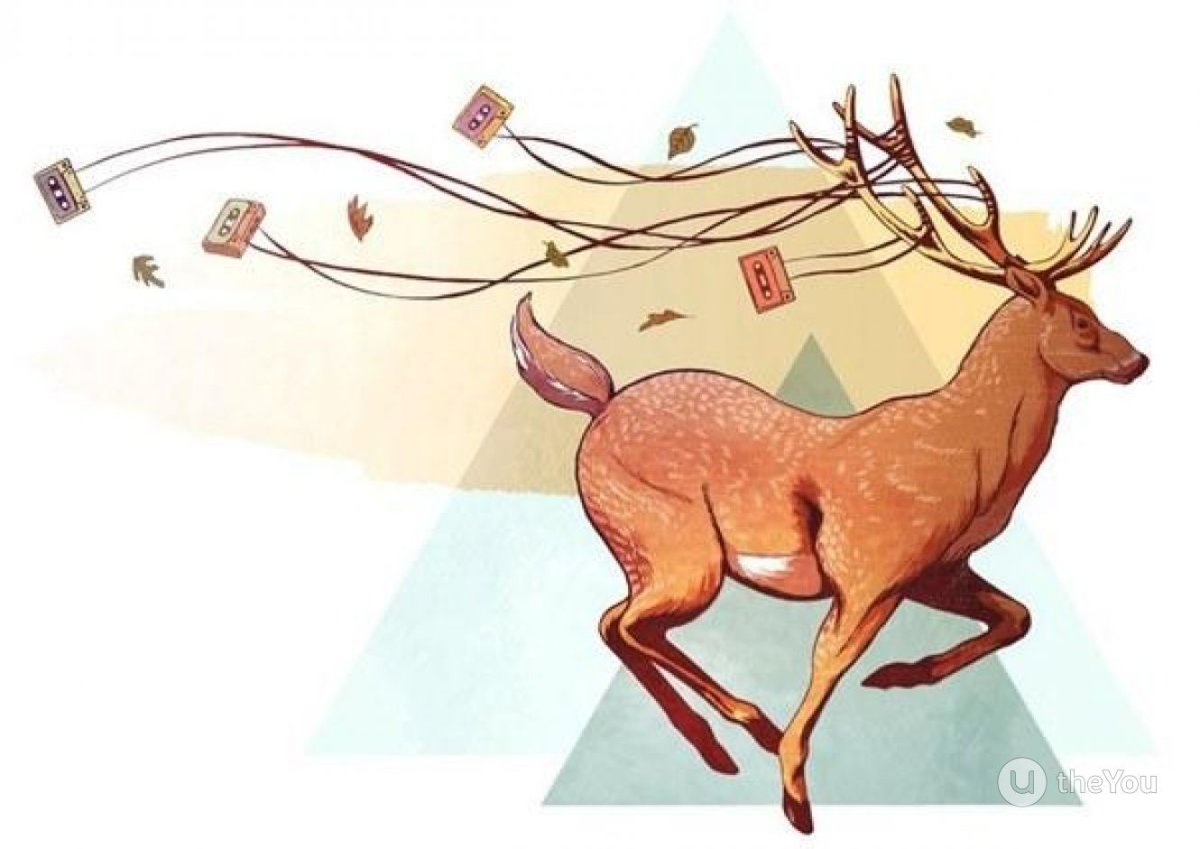 Олень мультяшный на белом фоне