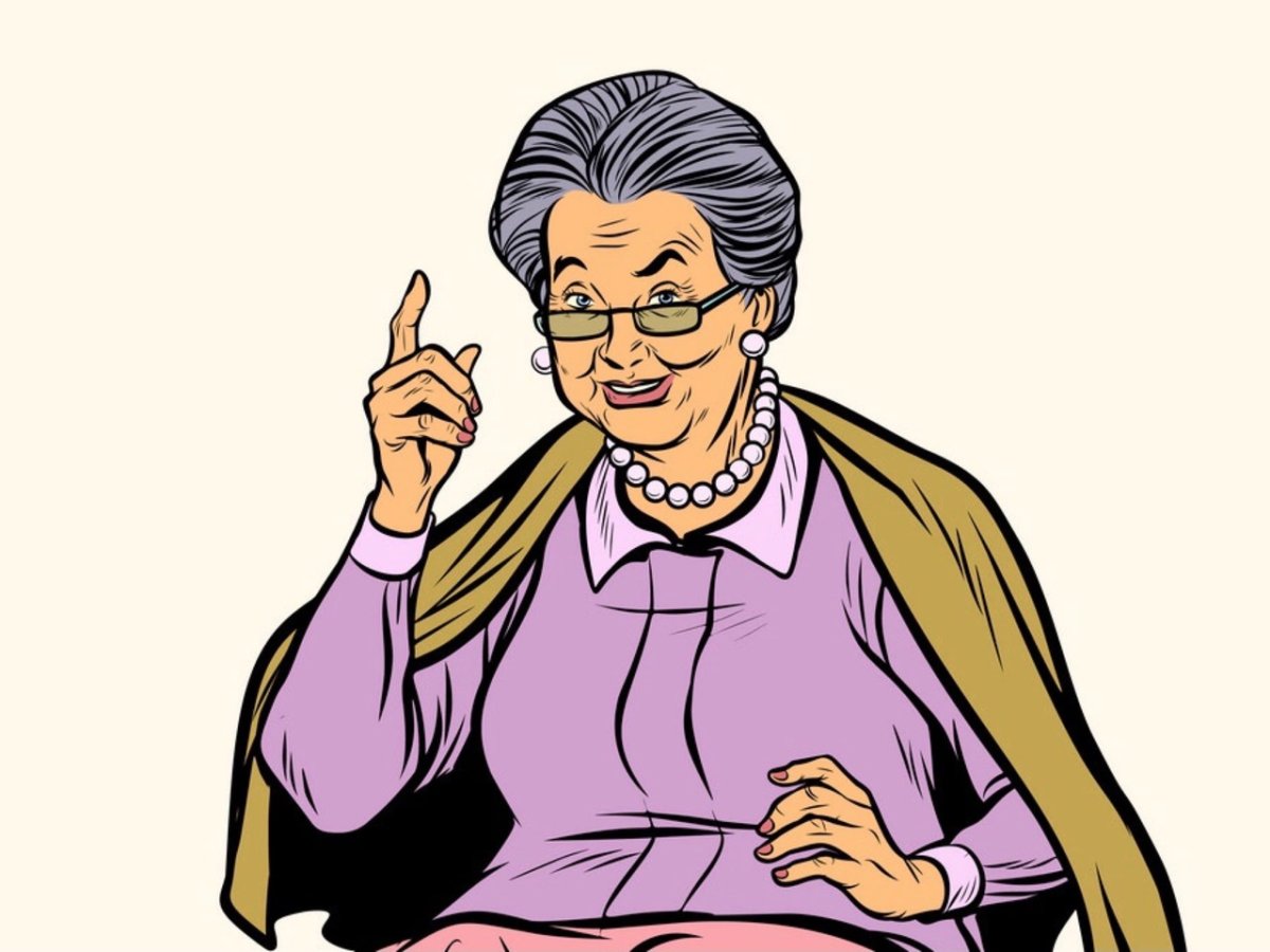 Бабушка с указательным пальцем