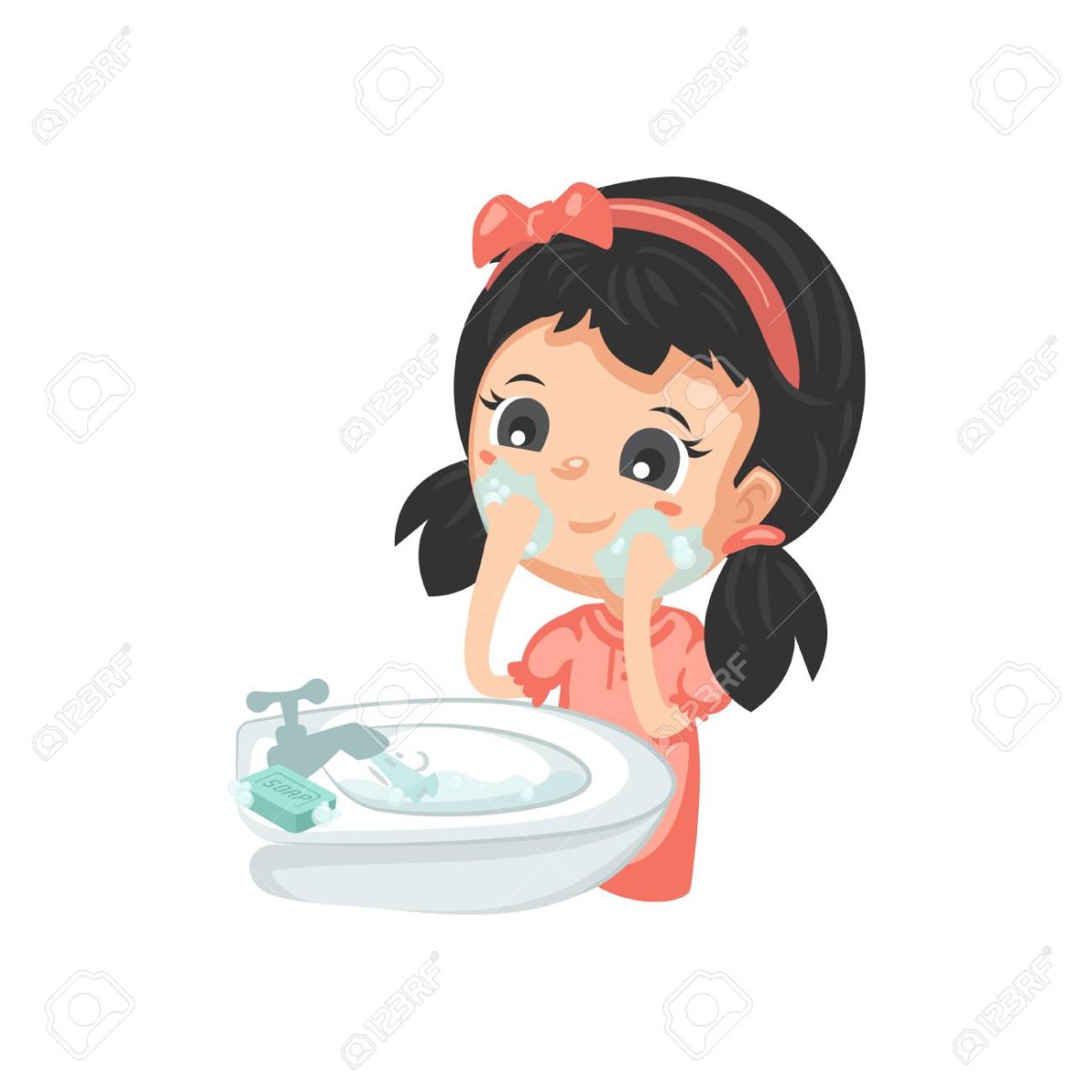 Мультяшка умывается