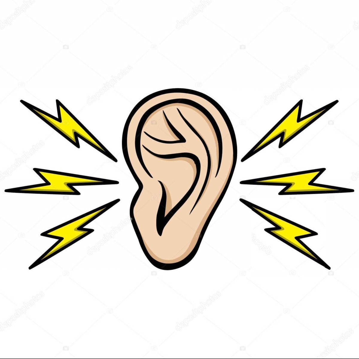 Ухо на белом фоне человеческое