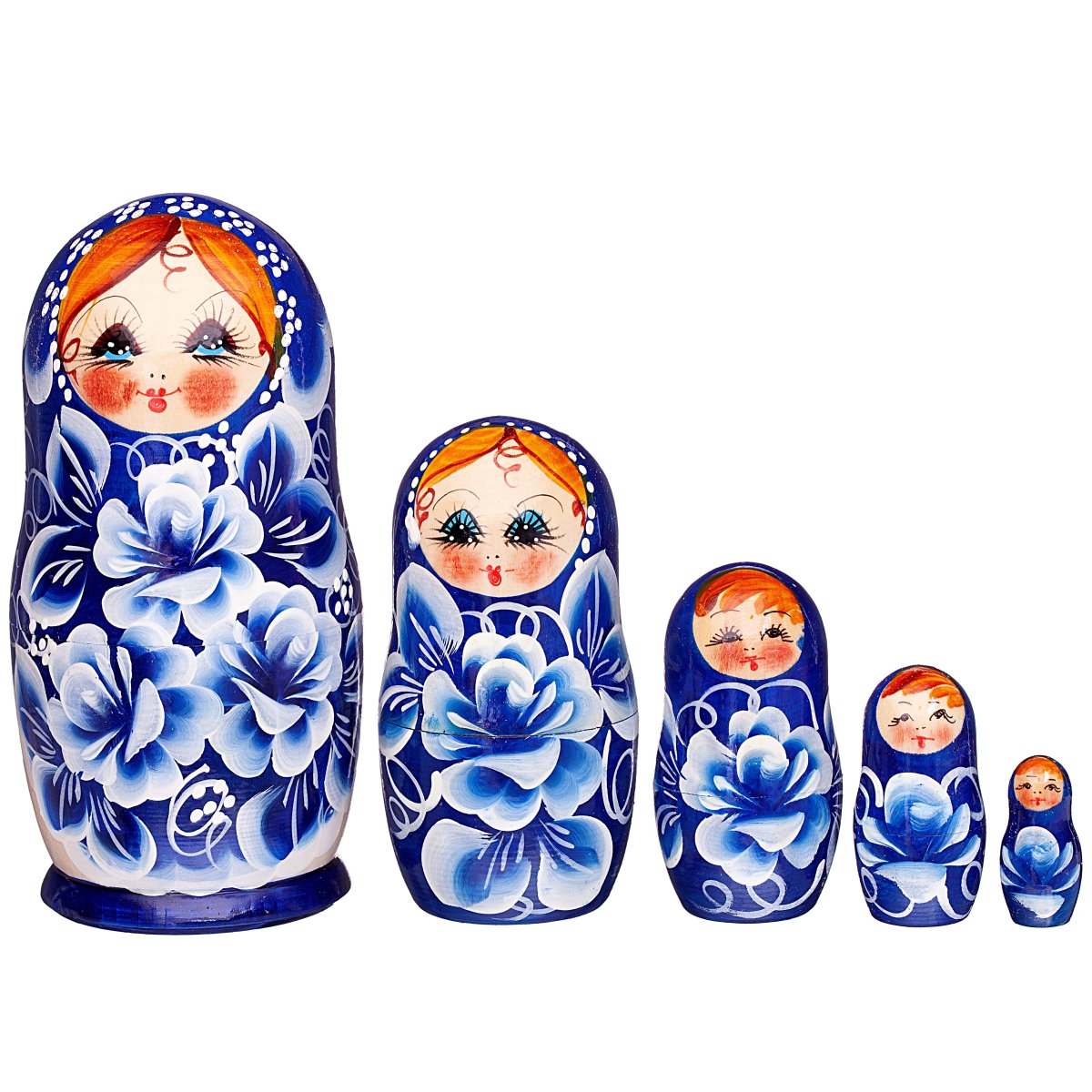 Матрешка с кокошником вектор Гжель