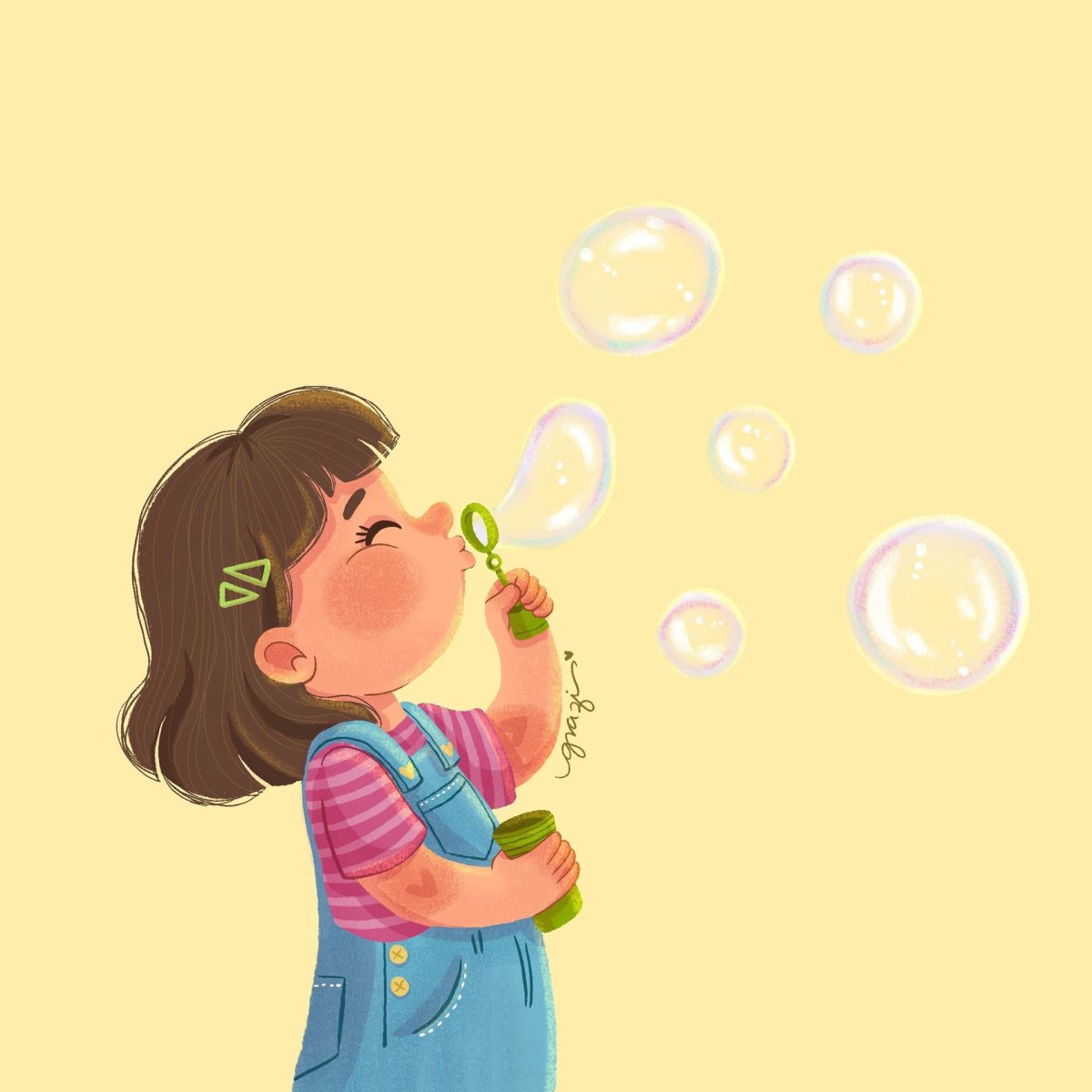 Девочка пускает мыльные пузыри рисунок