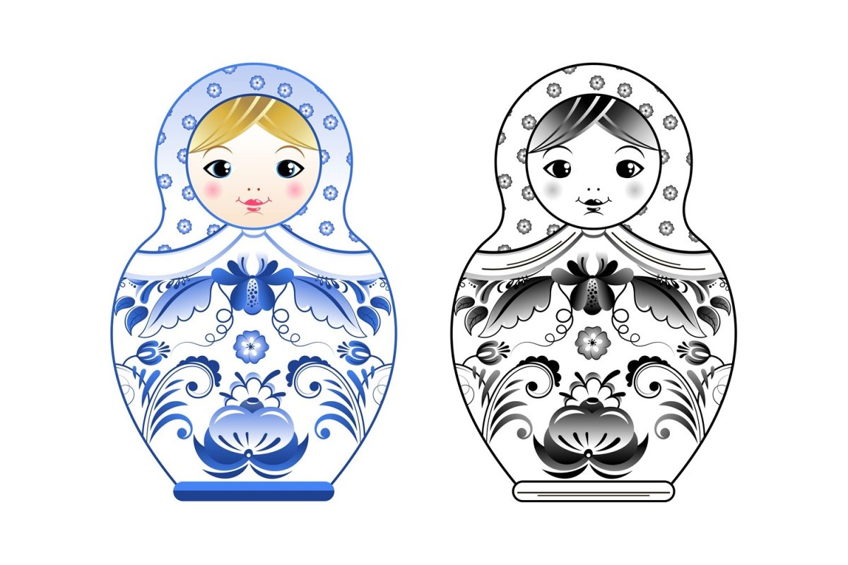 Матрешка Гжель вектор