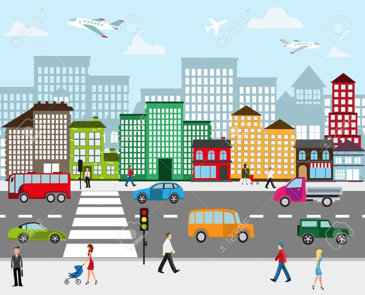 Картина улица города для дошкольников