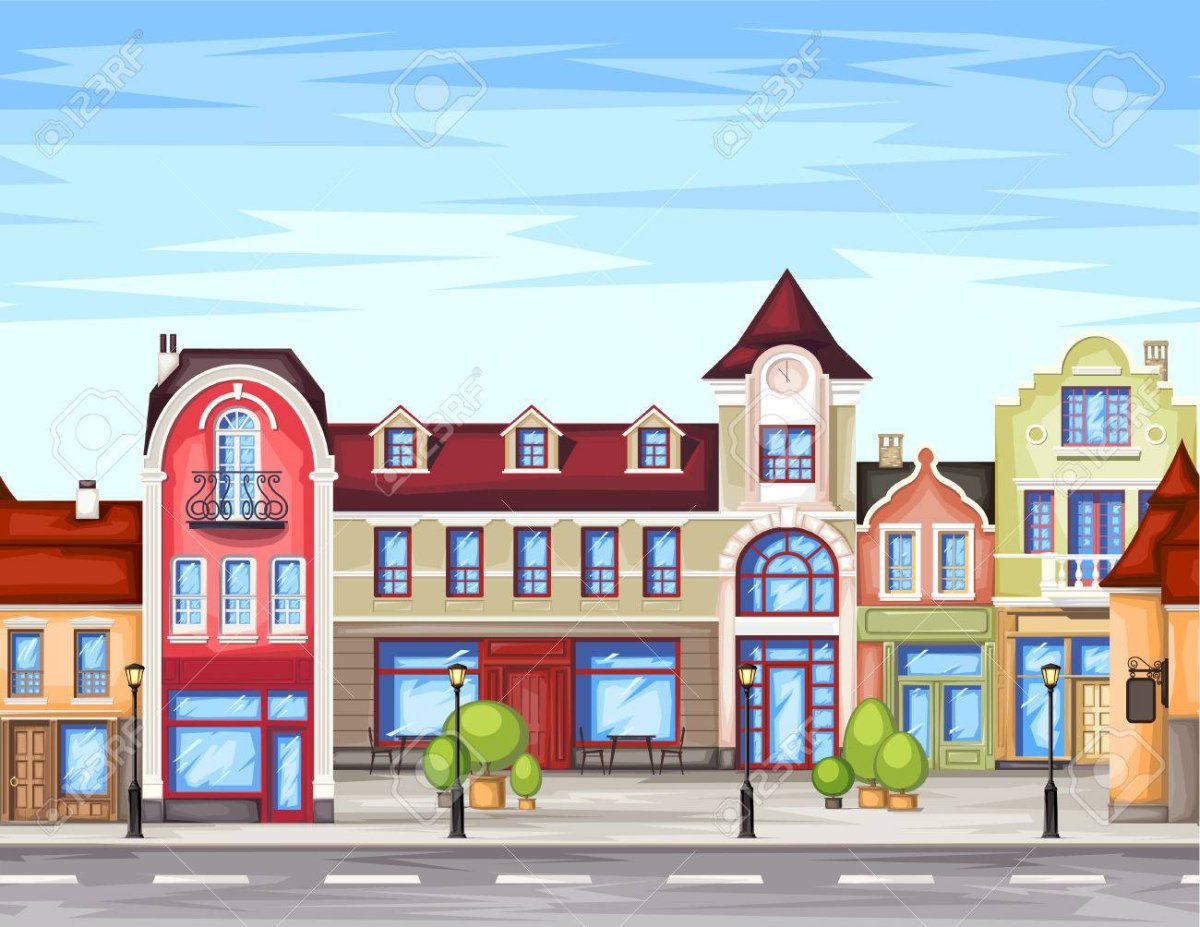 Мультяшная улица с домиками