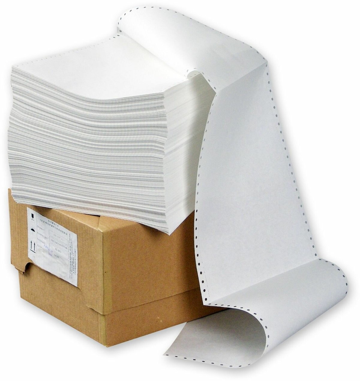 Перфорированная бумага 210мм (1-сл.,шаг12 ,бел.100%,НП, стандарт) 2000л/уп