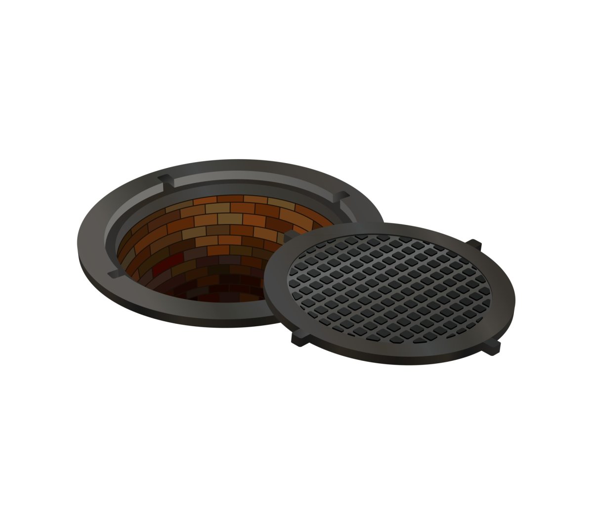 Канализационный люк на белом фоне