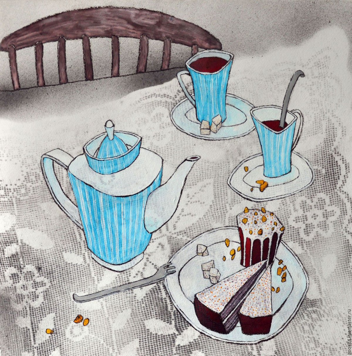 Декоративный натюрморт чаепитие