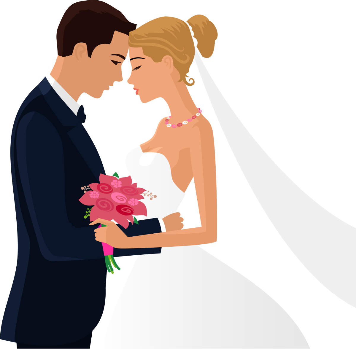 Свадебные силуэты жениха и невесты