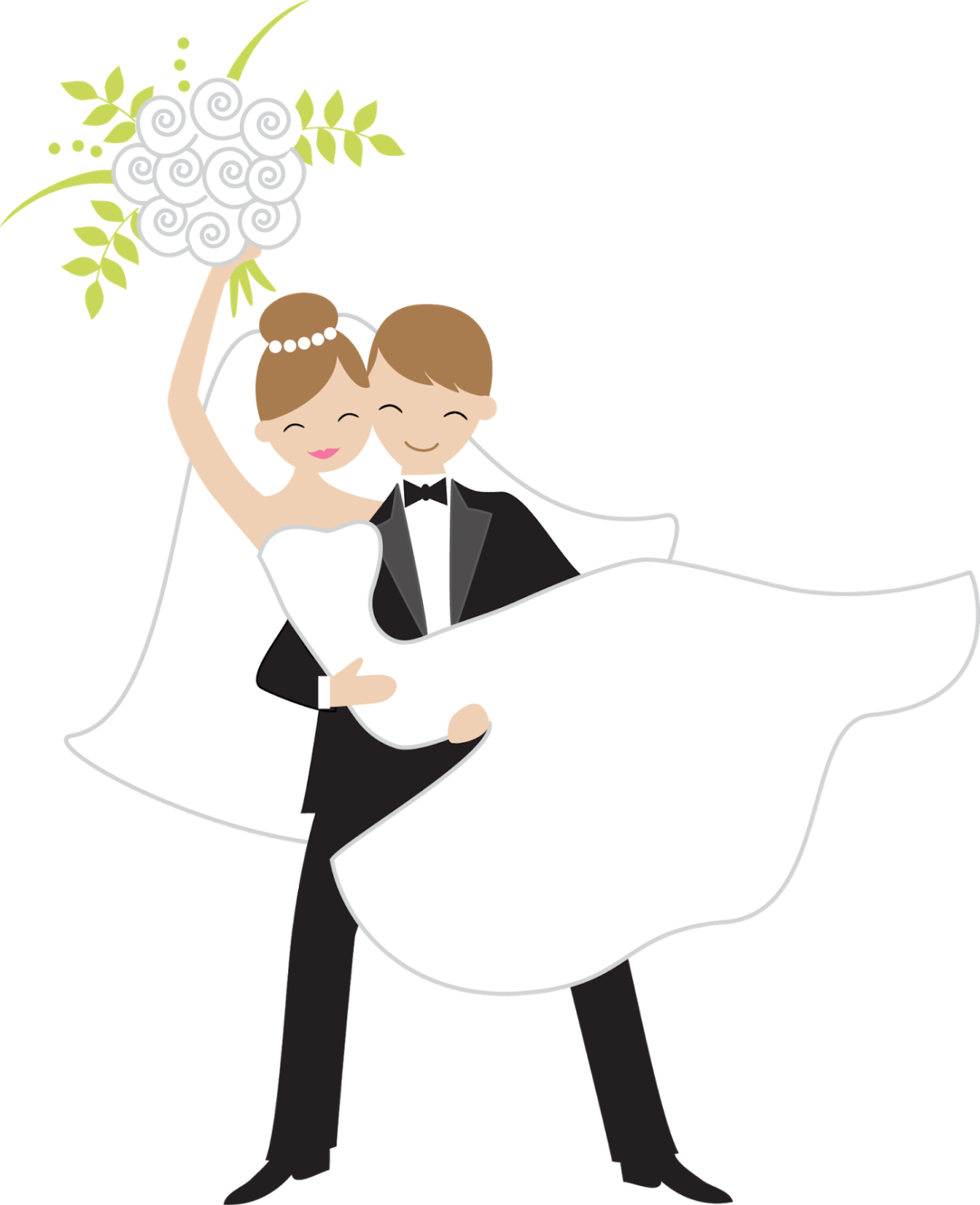 Свадебные силуэты жениха и невесты