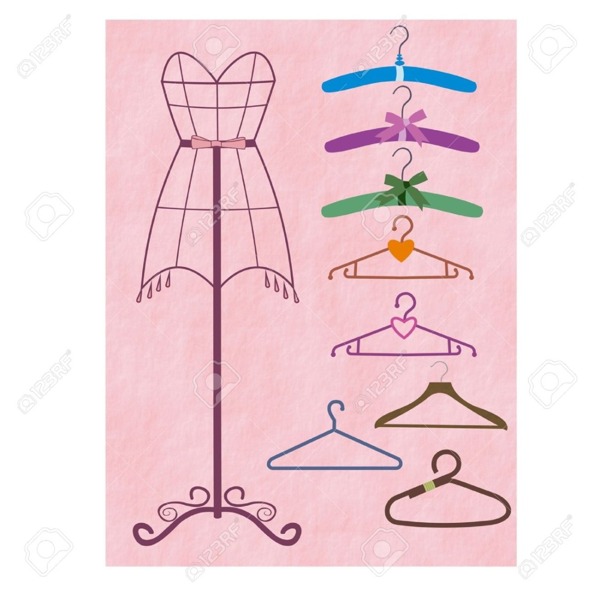 Нарисованная стойка с одеждой