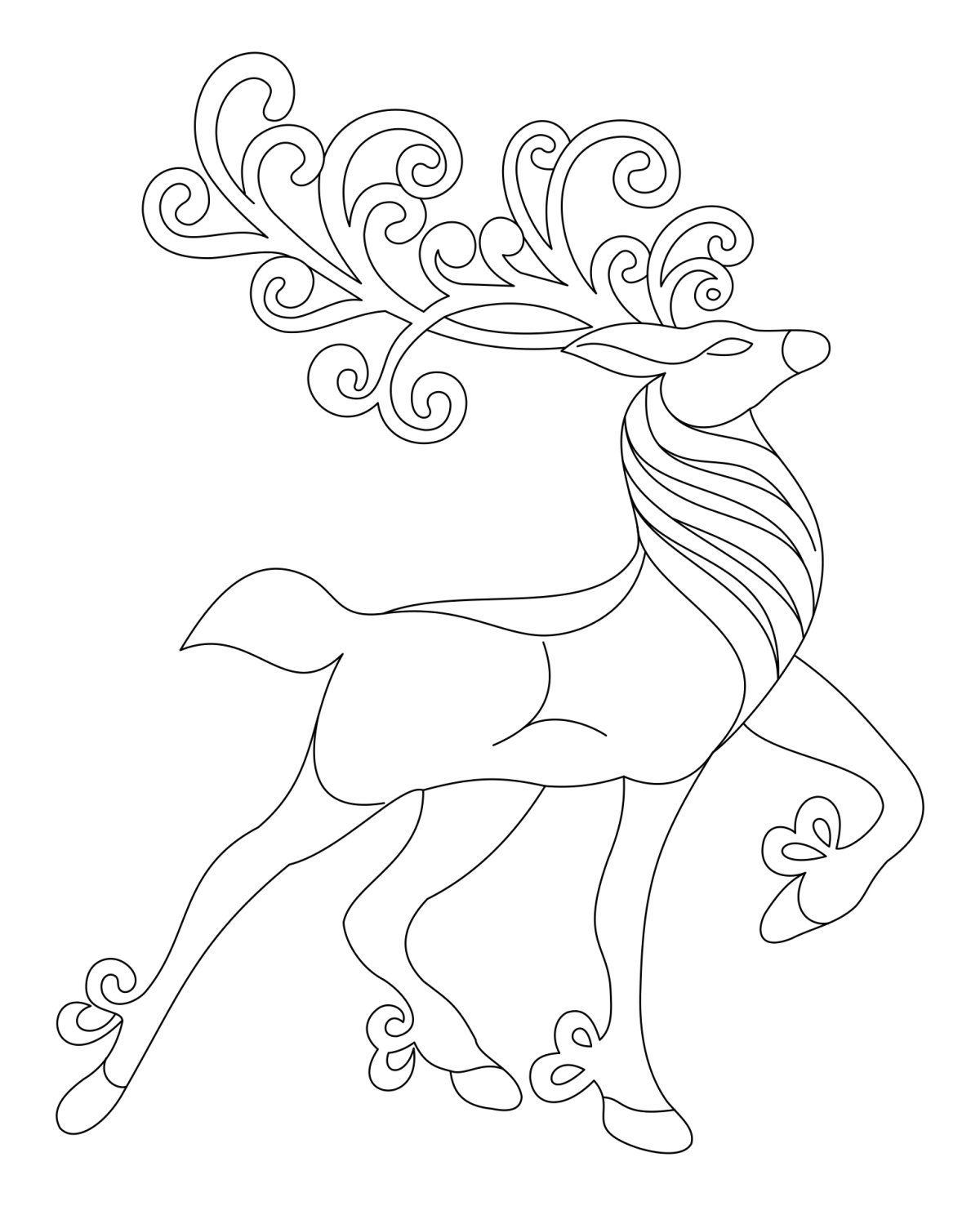 Новогодний олень трафарет