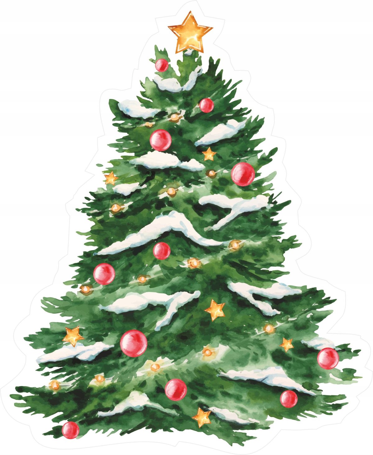 Новогодняя елка акварель