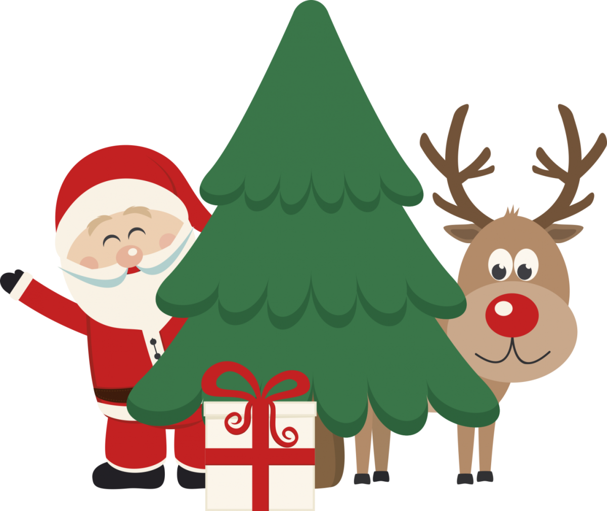 Вектора елки олени Снеговик