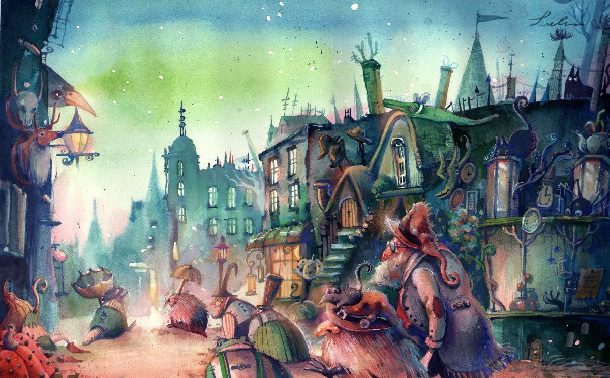 Волшебный город акварелью
