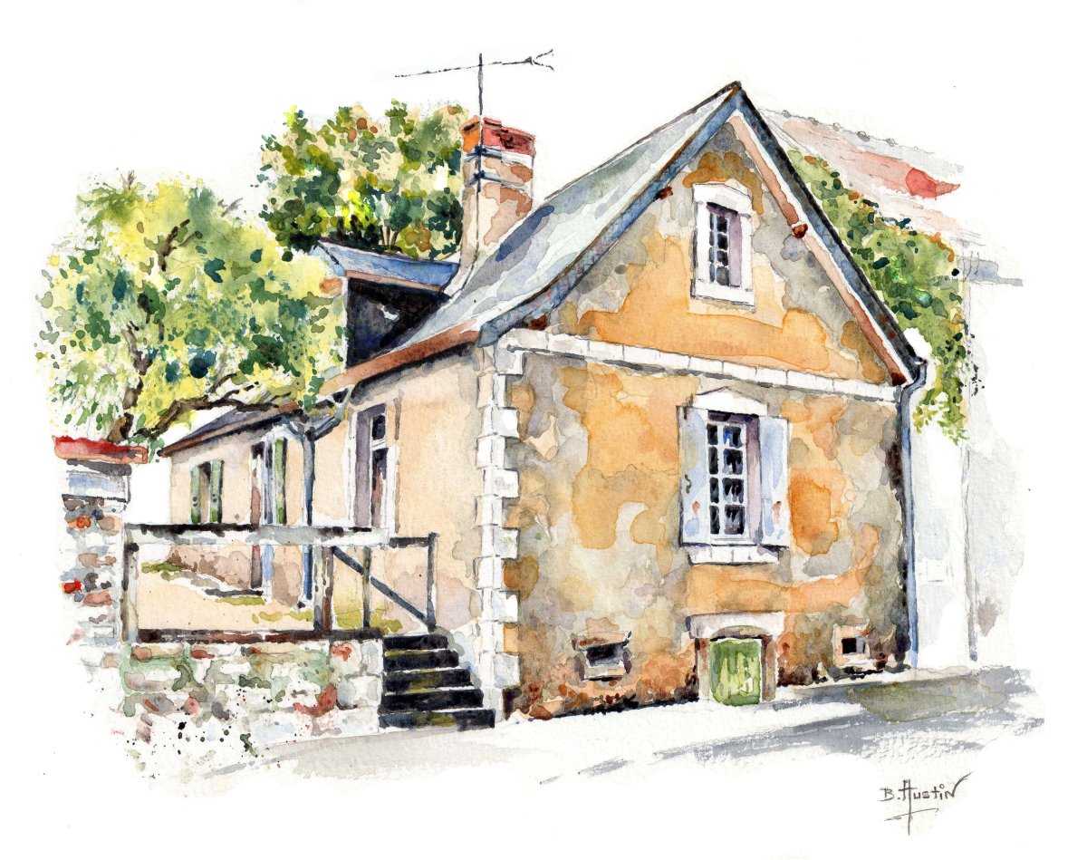 Домик скетч маркерами