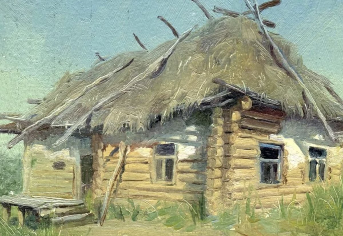 Домик в лесу акварель