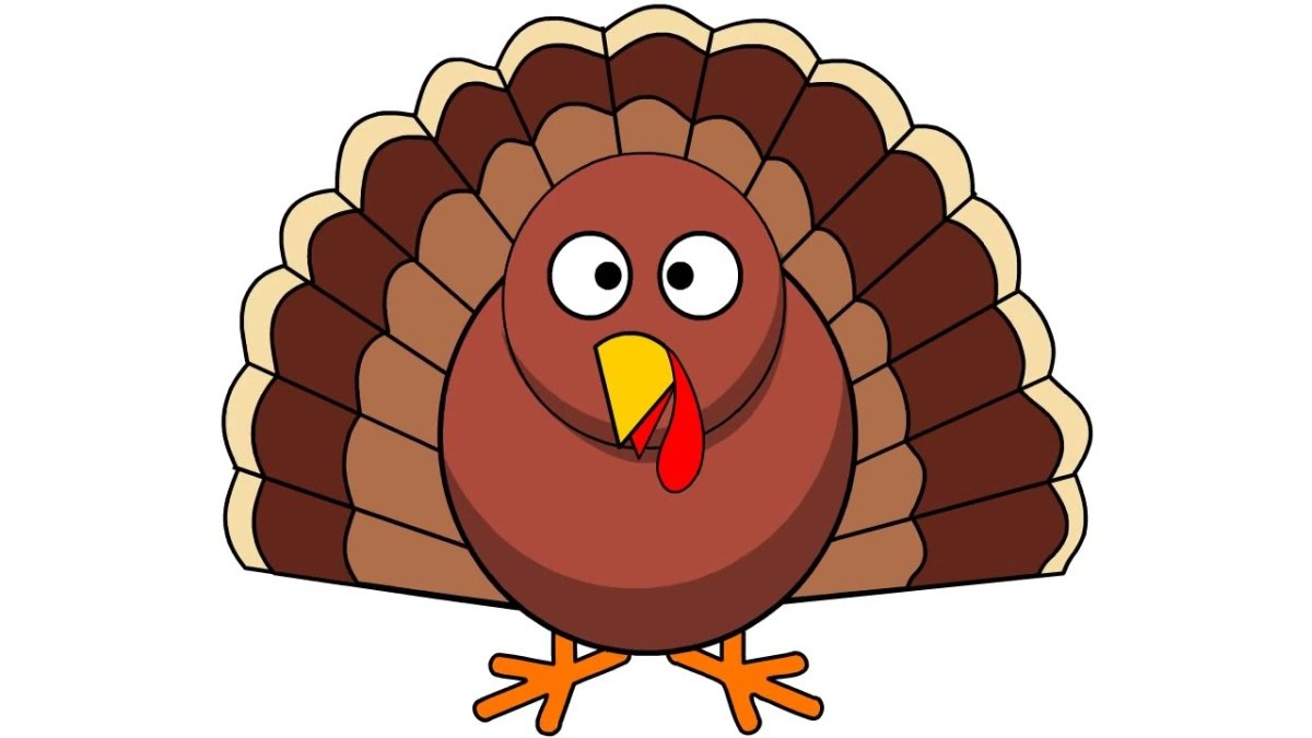 Индюк мультяшный на белом фоне