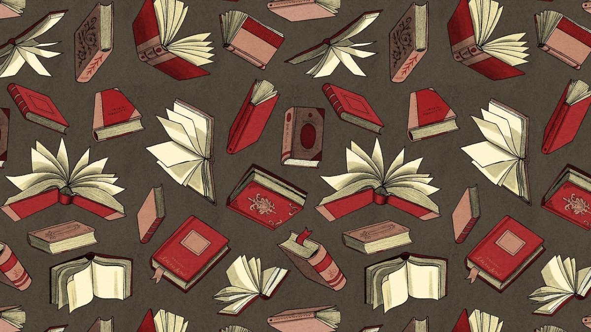 Фон с книгами нарисованный