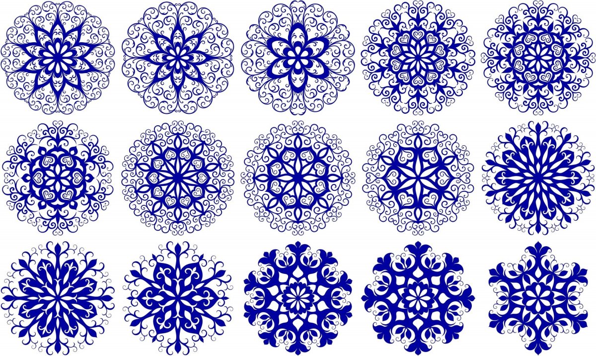 Снежинки синие на белом фоне