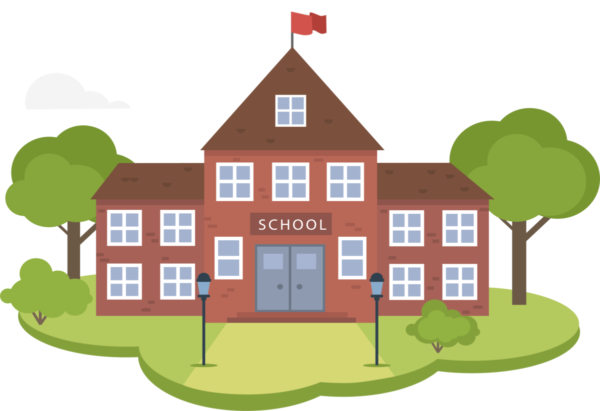 Здание школы шарж