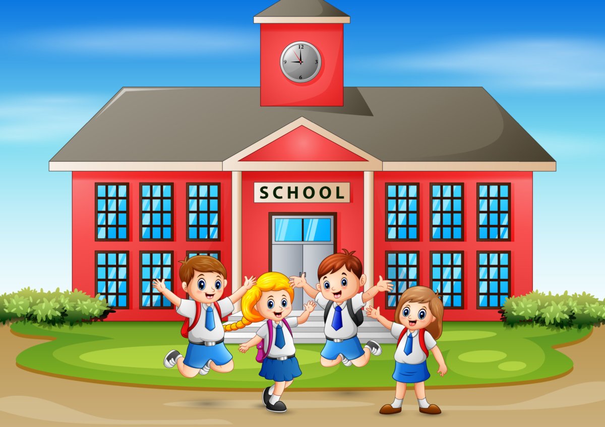 Здание школы на прозрачном фоне