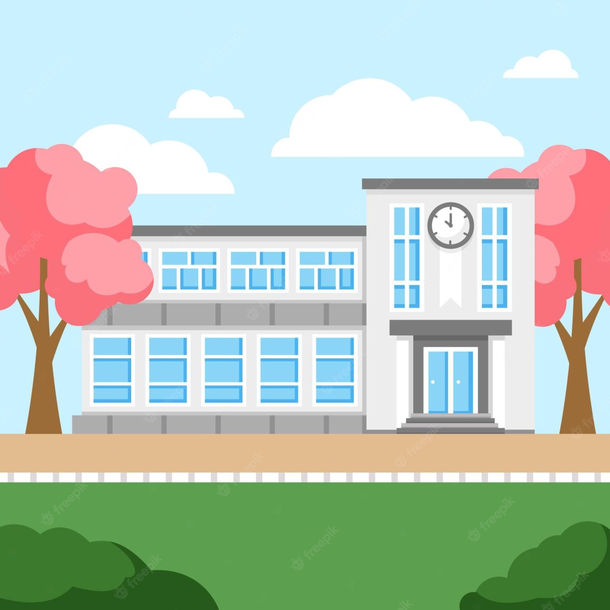 Здание школы на прозрачном фоне