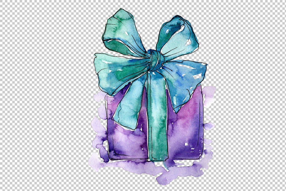 Подарок нарисованный акварелью