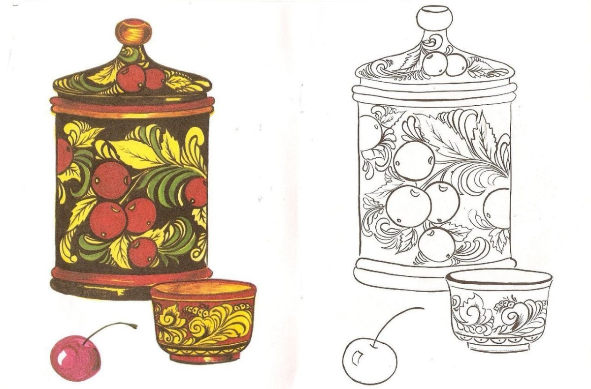 Хохломские узоры на черном фоне